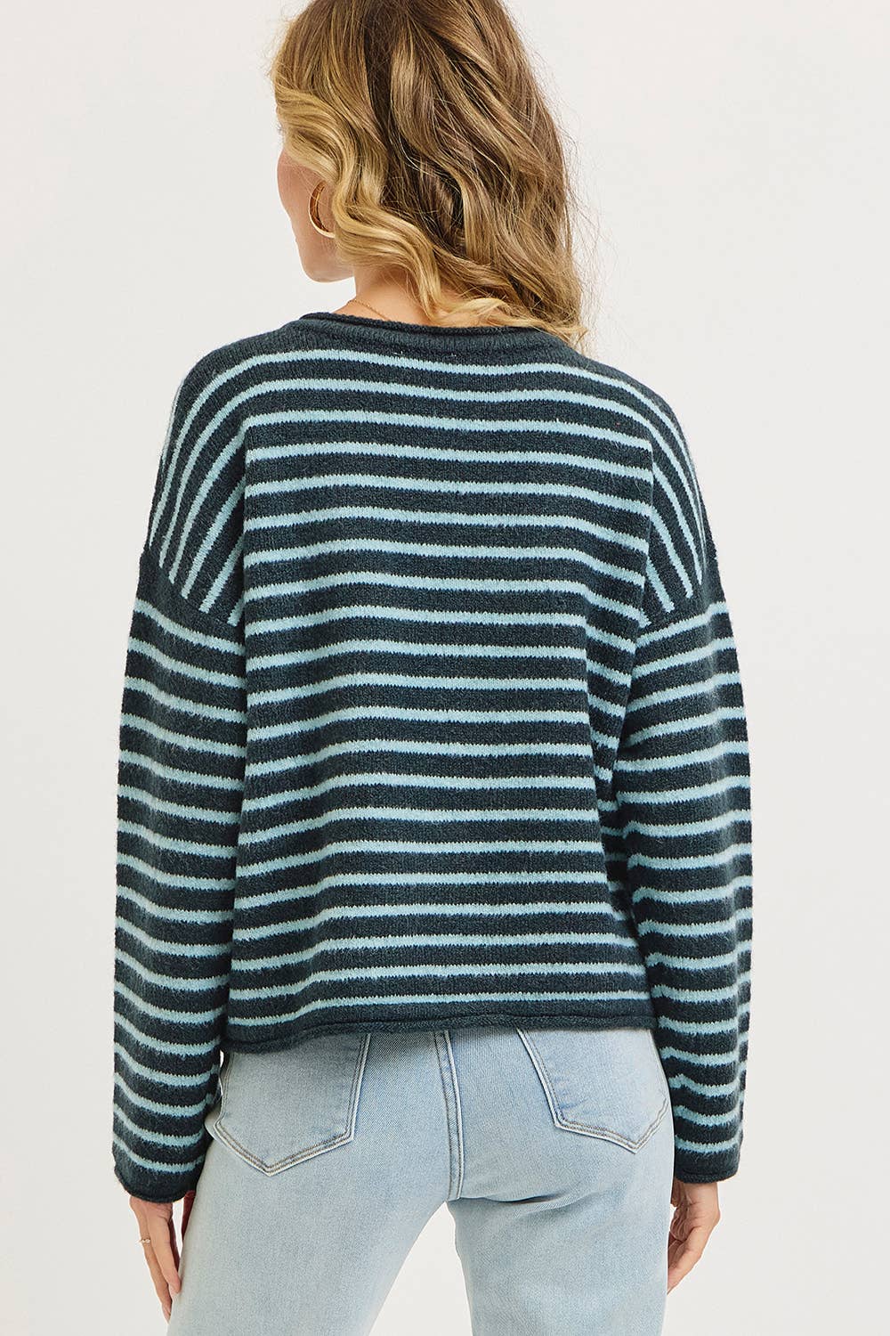Blue Striped Button Cardigan