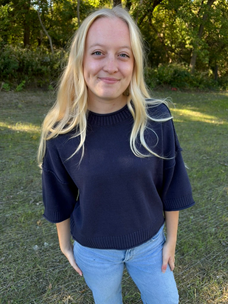 Bonfire Nights Knit Tee in Navy