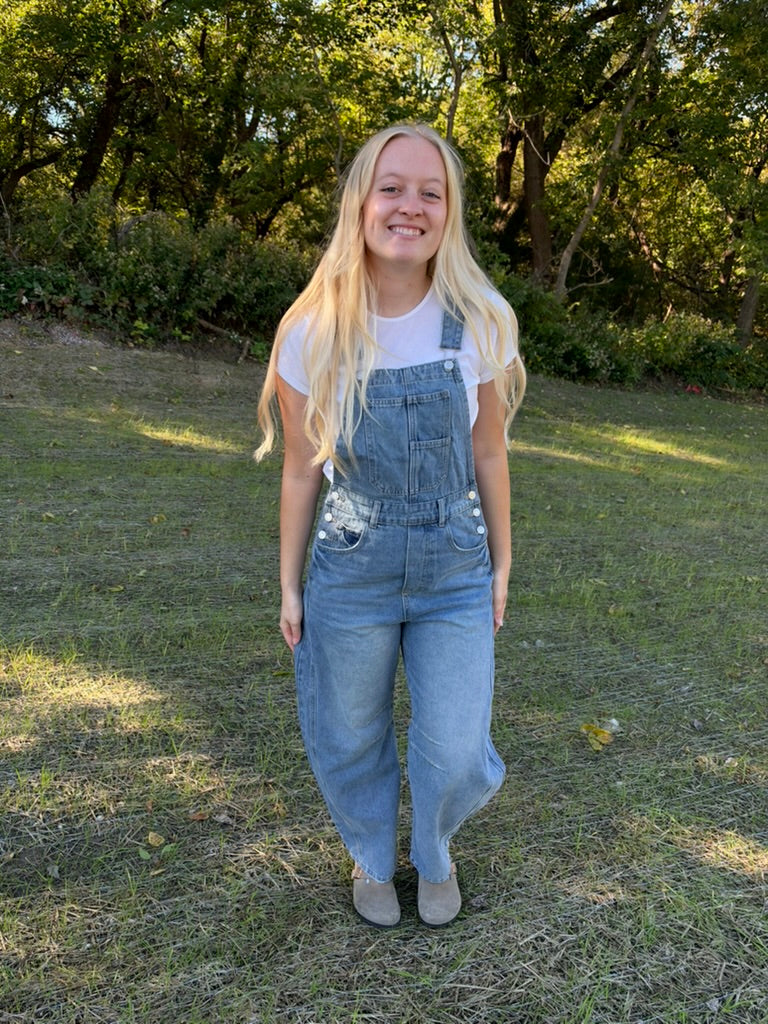 Denim Barrel Overalls