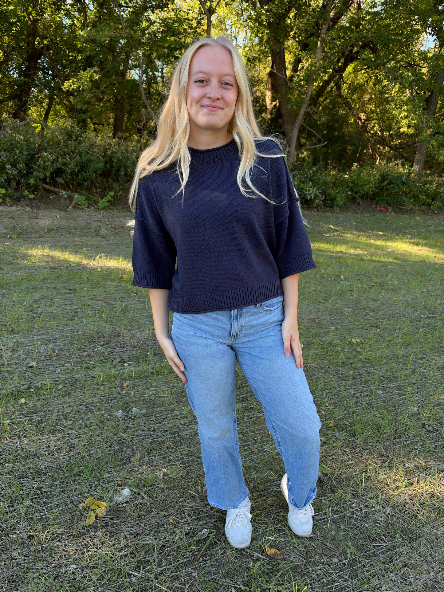 Bonfire Nights Knit Tee in Navy