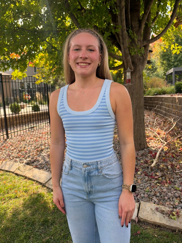Blue Reversible Striped Tank Top