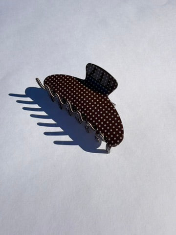 Brown Poka-Dot Hair Clip