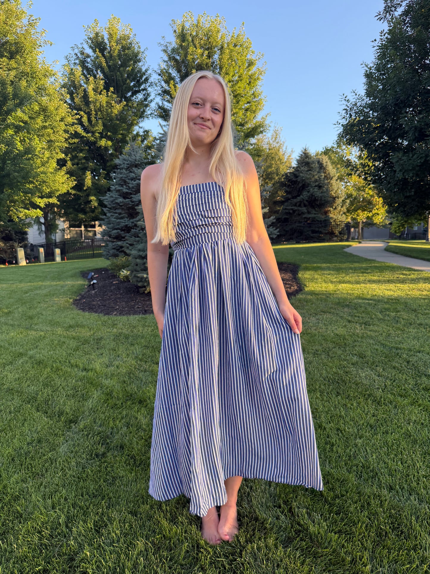 Blue Delilah Stripe Maxi Dress