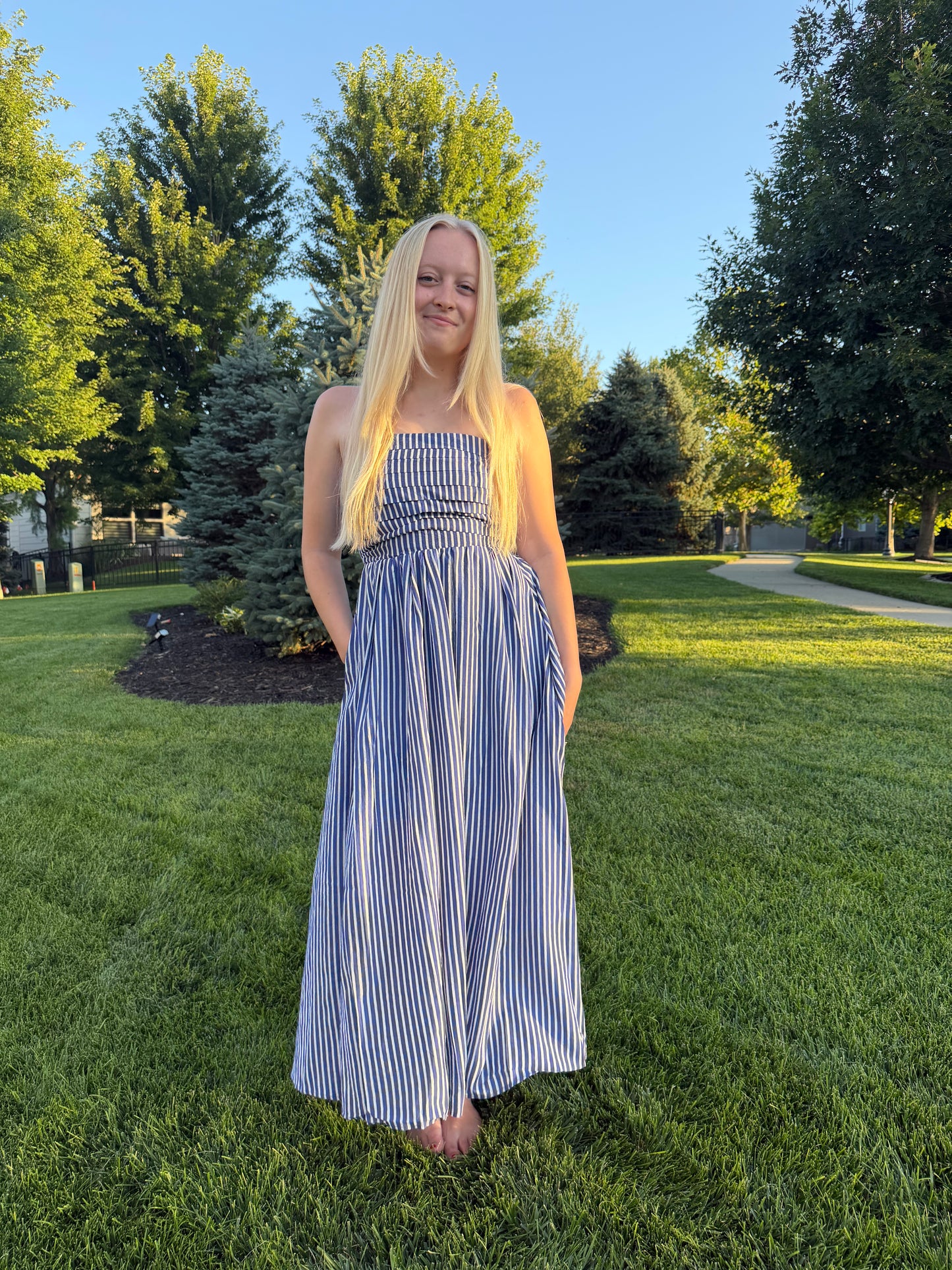 Blue Delilah Stripe Maxi Dress