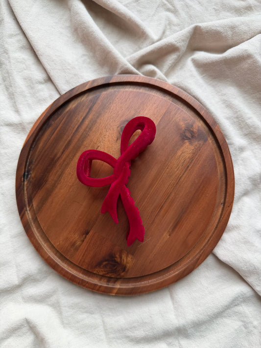 Velvet Bow Claw Clip