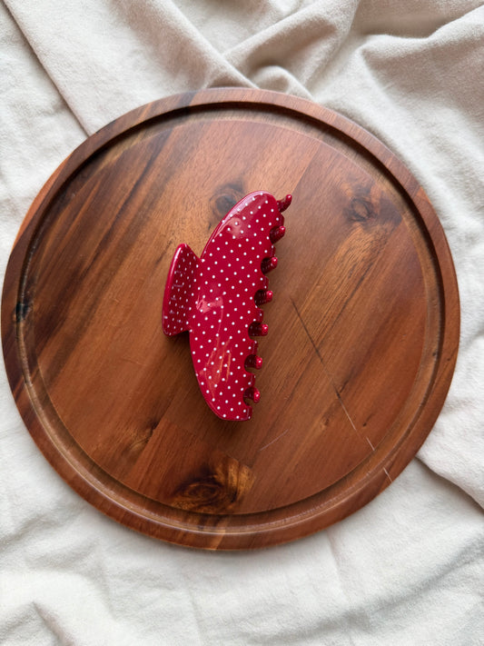 Red Poka-Dot Claw Clip