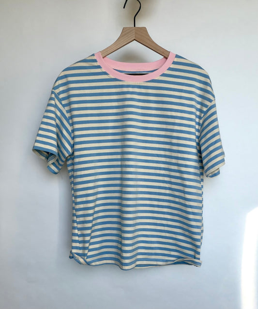 Stripe Contrast Drop Shoulder Loose Tee