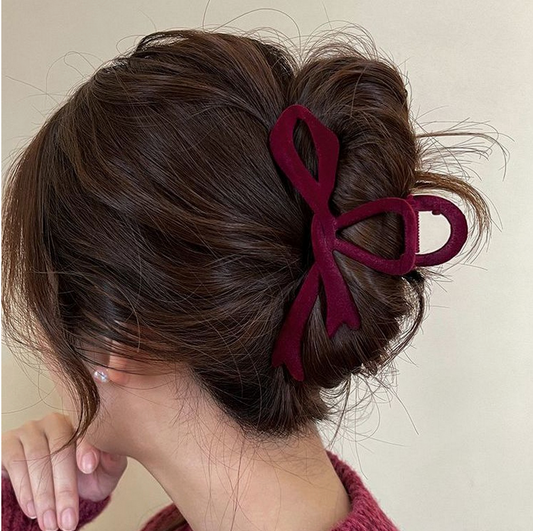 Velvet Bow Claw Clip